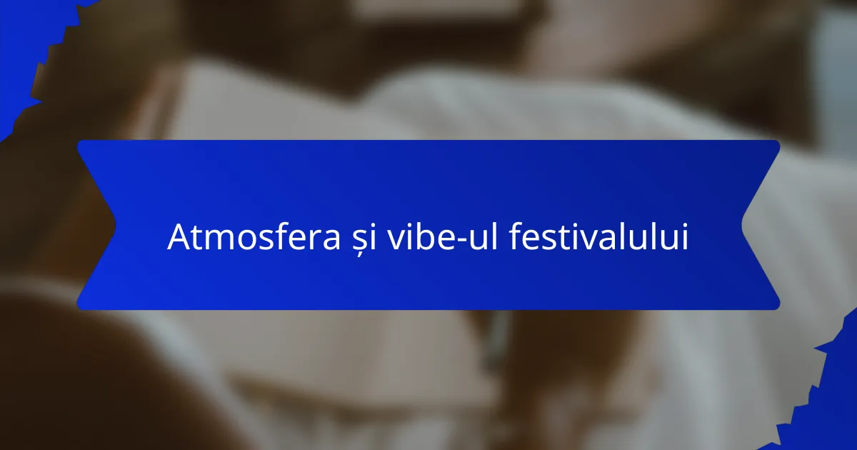 Atmosfera și vibe-ul festivalului