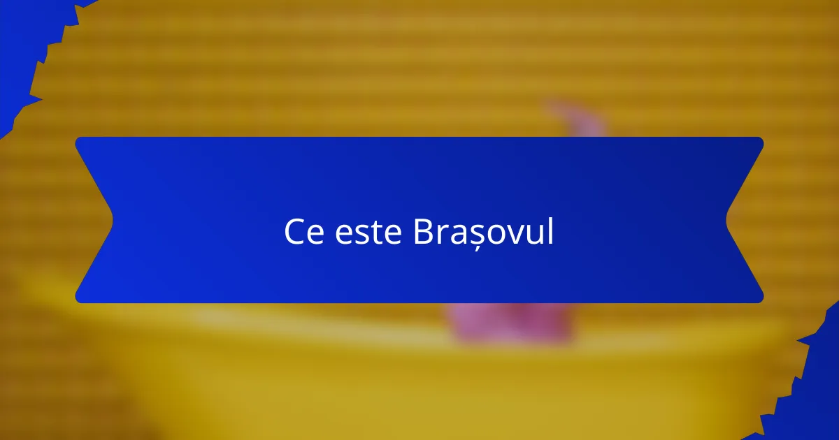 Ce este Brașovul