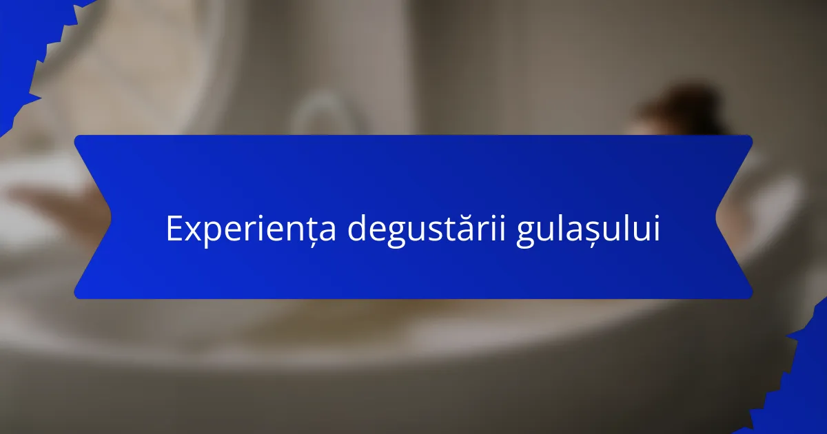 Experiența degustării gulașului
