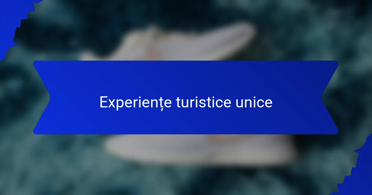 Experiențe turistice unice