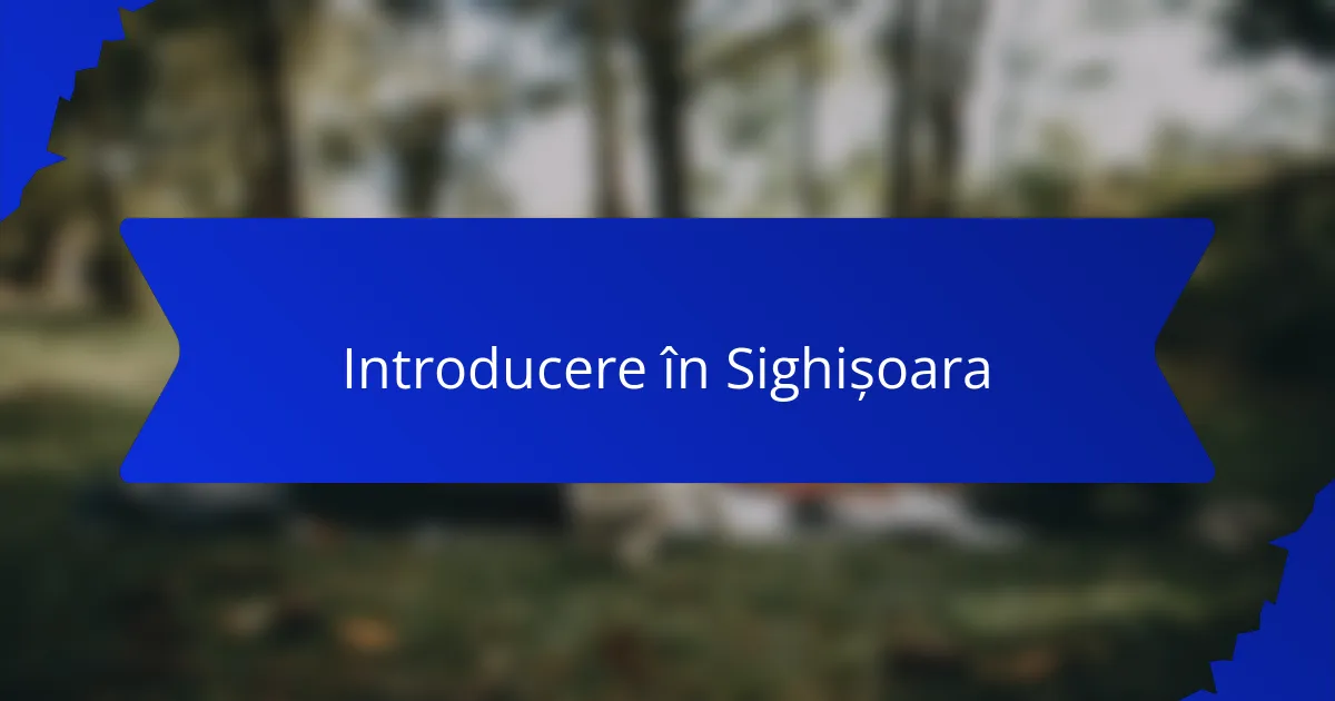Introducere în Sighișoara