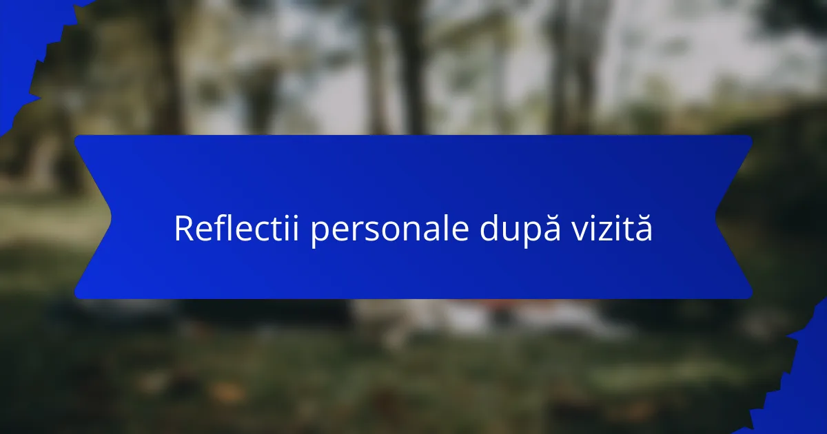Reflectii personale după vizită