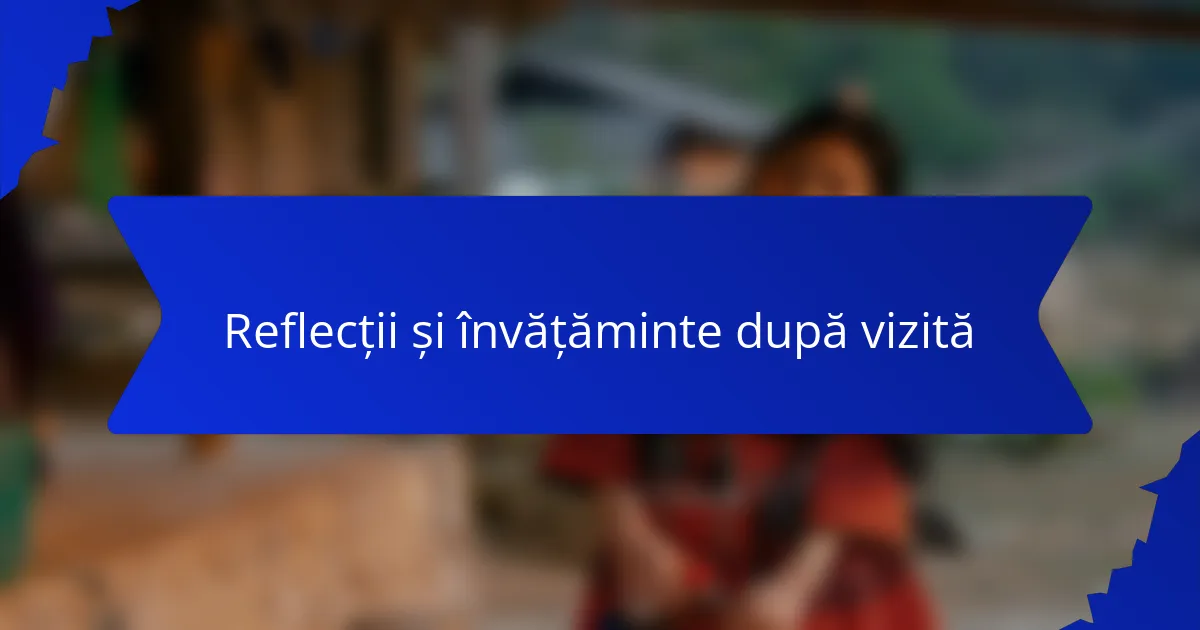 Reflecții și învățăminte după vizită