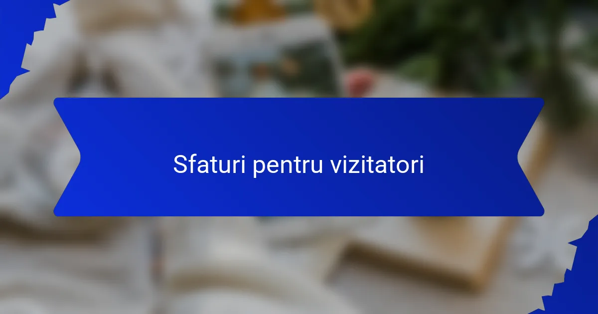 Sfaturi pentru vizitatori