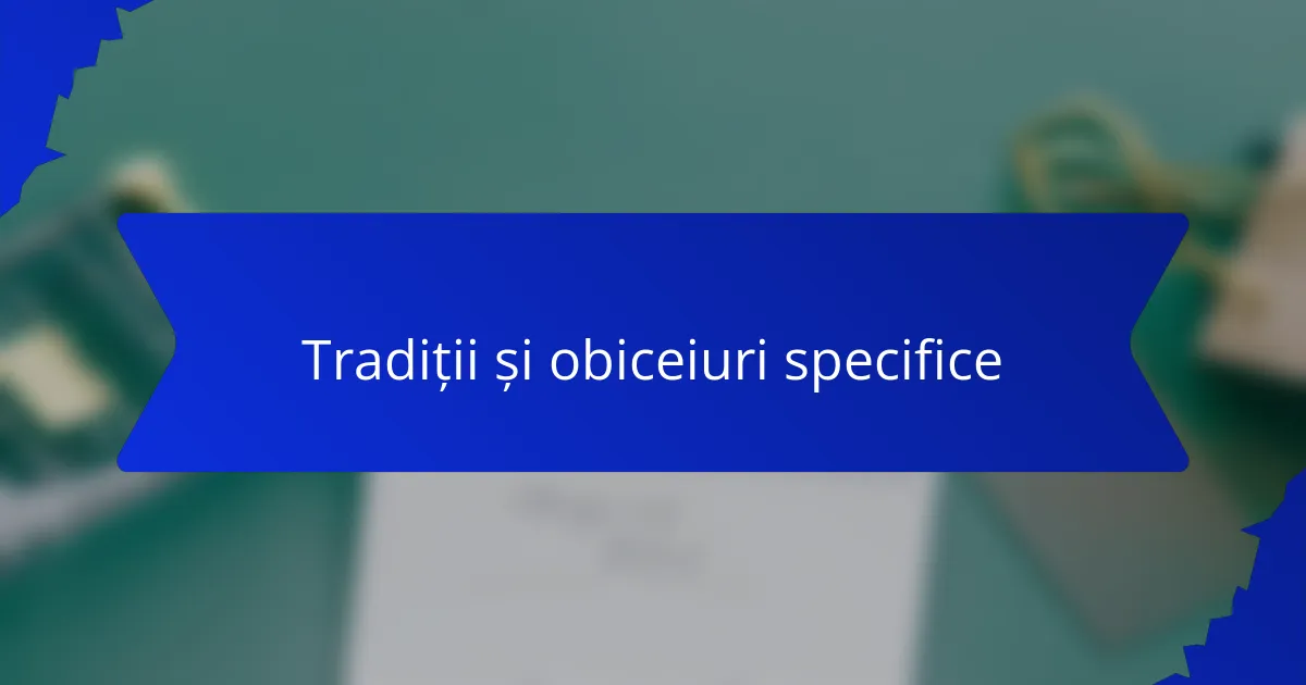 Tradiții și obiceiuri specifice